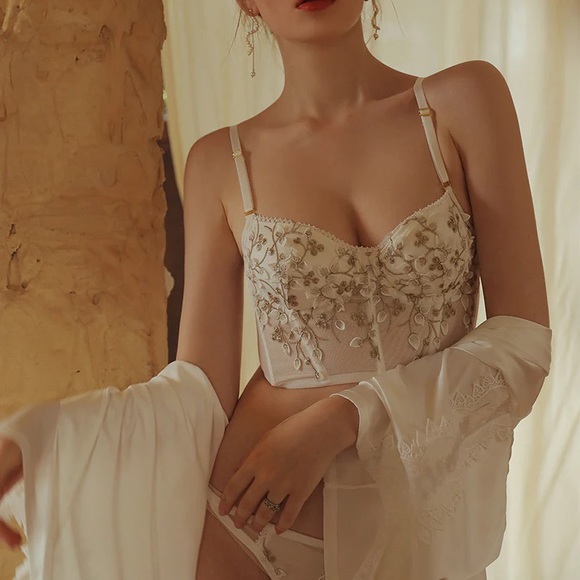 Risette Lingerie Floral Embroidery Bralette Size M - Picture 3 of 4